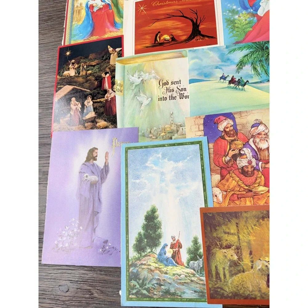 Vintage Christmas Cards Fronts ONLY Nativity Scrapbooking Crafts Lot of 50+